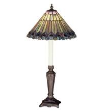 Meyda Black 47840 - 23"H Tiffany Jeweled Peacock Buffet Lamp