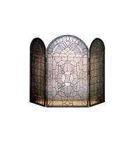 Meyda Black 48104 - 40"W X 34"H Victorian Bevel Fireplace Screen