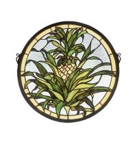 Meyda Black 48550 - 16"W X 16"H Welcome Pineapple Stained Glass Window