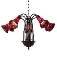 Meyda Black 49252 - 24" Wide Stained Glass Pond Lily 7 Light Chandelier