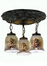 Meyda Black 49537 - 17" Wide Pinecone 3 Light Hand Painted Semi-Flushmount