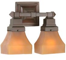 Meyda Black 50361 - 13"W Bungalow Frosted Amber 2 LT Wall Sconce