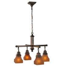 Meyda Black 50363 - 26"W Bungalow Frosted Amber 4 LT Chandelier