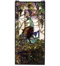 Meyda Black 50562 - 19"W X 40"H Tiffany Peacock Wisteria Stained Glass Window