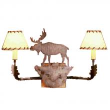 Meyda Black 50615 - 20"W Moose 2 LT Rawhide Wall Sconce