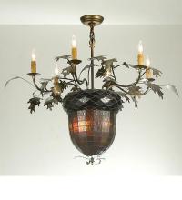 Meyda Black 50859 - 36"W Greenbriar Oak 6 Arm Chandelier