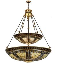 Meyda Black 65165 - 45"W Fleur-de-lis 2 Tier Inverted Pendant