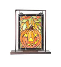 Meyda Black 65267 - 9.5"W X 10.5"H Jack O'Lantern Lighted Mini Tabletop Window