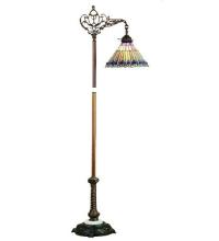 Meyda Black 65841 - 60"H Tiffany Jeweled Peacock Bridge Arm Floor Lamp