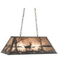 Meyda Black 66214 - 33" Long Deer at Lake Oblong Pendant