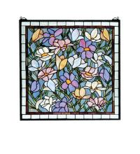 Meyda Black 66278 - 22"W X 22"H Sugar Magnolia Stained Glass Window