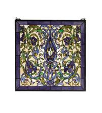 Meyda Black 66280 - 22"W X 22"H Floral Fantasy Stained Glass Window