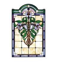 Meyda Black 67136 - 22"W X 35"H Nouveau Lily Stained Glass Window