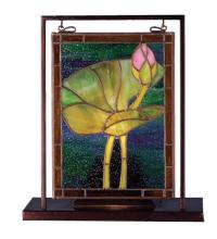 Meyda Black 68353 - 9.5"W X 10.5"H Tiffany Pond Lily Lighted Mini Tabletop Window