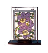 Meyda Black 68409 - 9.5"W X 10.53"H Pansies Lighted Mini Tabletop Window