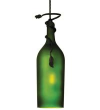 Meyda Black 69253 - 4" Wide Tuscan Vineyard Frosted Green Wine Bottle Mini Pendant