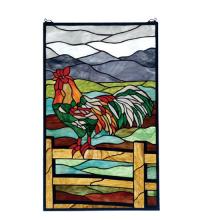 Meyda Black 69398 - 19"W X 31"H Rooster Stained Glass Window