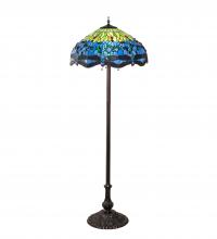 Meyda Black 70021 - 62" High Tiffany Hanginghead Dragonfly Floor Lamp