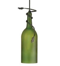 Meyda Black 71191 - 4"W Tuscan Vineyard Frosted Green Wine Bottle Mini Pendant