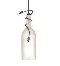 Meyda Black 71220 - 4" Wide Tuscan Vineyard Frosted White Wine Bottle Mini Pendant