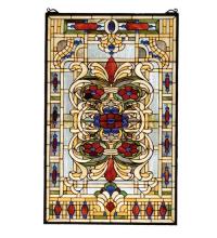 Meyda Black 71268 - 22"W X 35"H Estate Floral Stained Glass Window