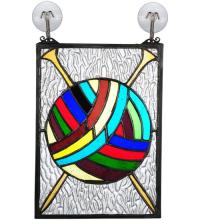 Meyda Black 72347 - 6"W X 9"H Ball of Yarn W/Needles Stained Glass Window