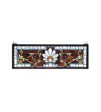 Meyda Black 73063 - 28"W X 9"H Beveled Ellsinore Transom Stained Glass Window