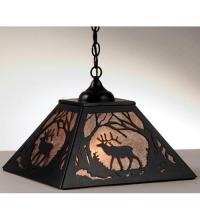 Meyda Black 73915 - 16"Sq Elk at Dawn Pendant