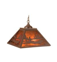 Meyda Black 74032 - 16" Square Canoe At Lake Pendant