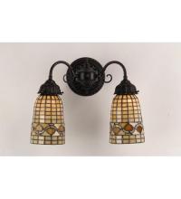 Meyda Black 74050 - 14.5" Wide Tiffany Acorn 2 Light Wall Sconce