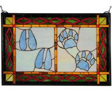 Meyda Black 74144 - 26.5"W X 17.5"H Deer & Cougar Tracks Stained Glass Window