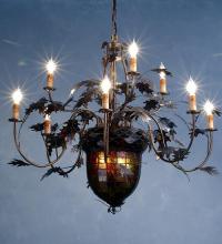 Meyda Black 79860 - 39"W Greenbriar Oak 9 Arm Chandelier