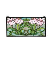 Meyda Black 79950 - 22"W X 11"H Calla Lily Stained Glass Window