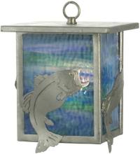 Meyda Black 81118 - 8"W Leaping Bass Lantern Mini Pendant