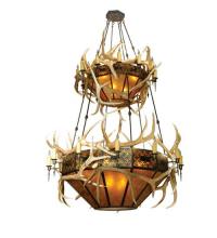 Meyda Black 81332 - 68"W Antlers Elk 2 Tier Chandelier