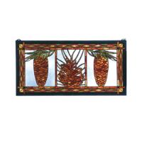 Meyda Black 81470 - 36" Wide X 18" High Pinecone Stained Glass Window