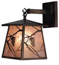 Meyda Black 82147 - 7.5"W Whispering Pines Lantern Wall Sconce