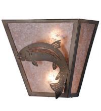 Meyda Black 82363 - 13"W Leaping Trout Wall Sconce