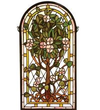 Meyda Black 99049 - 15"W X 29"H Arched Tree of Life Stained Glass Window