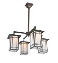 Meyda Black 99493 - 33" Square Prairie Mission 4 Light Chandelier