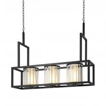 Eichholtz 111106UL - Carducci Linear Chandelier, 3-Light, Black, Clear Glass, 47.24"W (111106UL )