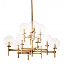 Eichholtz 112642UL - Jade Chandelier, 12-Light, Large, Antique Brass, Clear Glass, 40.94"W (112642UL )