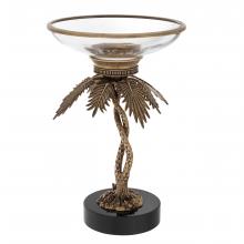 Eichholtz 112800 - Lindroth Bowl, Vintage Brass, Clear Glass, Black Granite Base, 13.19"W (112800 )