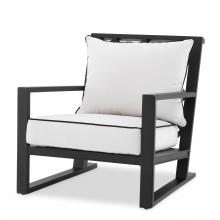 Eichholtz 113641 - Como Outdoor Armchair, White, Black Piping, Black Frame, 27.56"W (113641 )