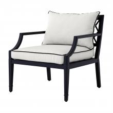 Eichholtz 113646 - Bella Vista Outdoor Armchair, White, Black Piping, Black Frame, 26.97"W (113646 )