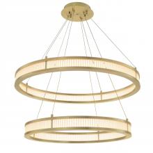 Eichholtz 113902UL - Damien Chandelier, 2-Light, 2-Tier, LED Integrated, Antique Brass, Frosted Glass, 33.46"W