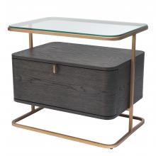 Eichholtz 114214 - Augusto Nightstand, Mocha, Brushed Brass, Clear Glass, 25.59"W (114214 )