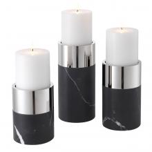 Eichholtz 114540 - Sierra Candle Holder, Set of 3, Black, Nickel, 4.72"W (114540 )