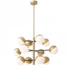 Eichholtz 114607UL - Cona Chandelier, 12-Light, Small, Antique Brass, Black, White Glass Globes, 37.01"W (114607UL )