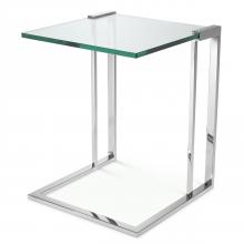 Eichholtz 114920 - Perry Side Table, Polished Stainless Steel, Clear Glass Top, 22.24"H (114920 )